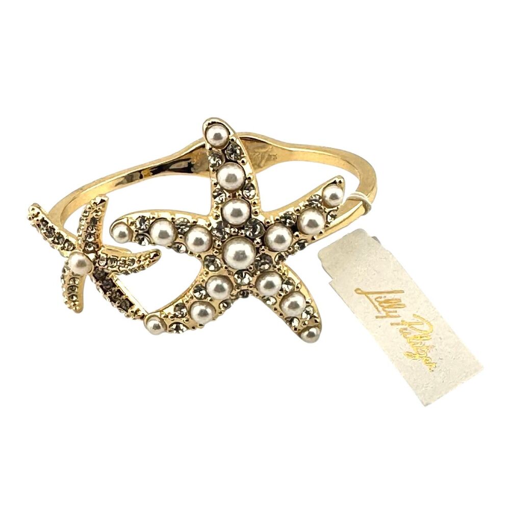 Lilly Pullitzer Starfish Cuff with gold and pearl decorations